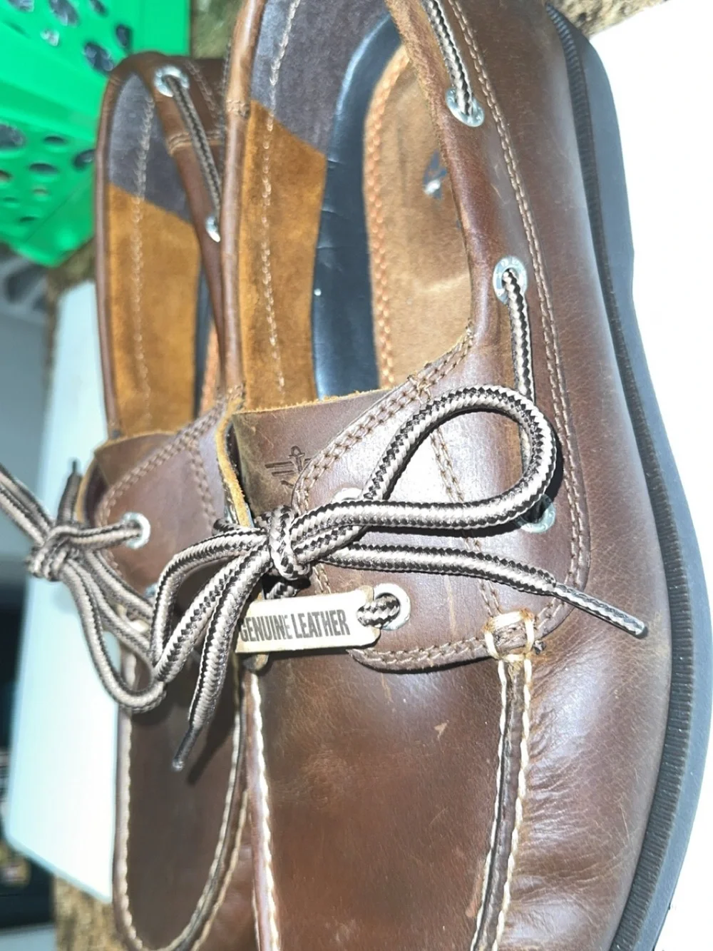 Dockers Brown Leather Boat Shoes with Contrast Laces